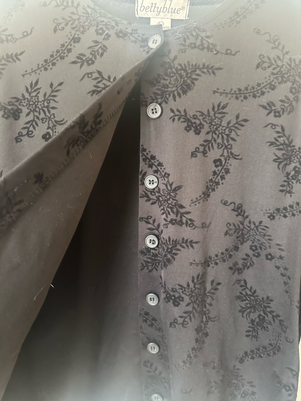 Betty Blue Black Floral-Pattern Button-Front Shirt - Picture 5 of 5
